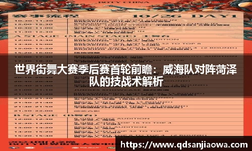 世界街舞大赛季后赛首轮前瞻：威海队对阵菏泽队的技战术解析